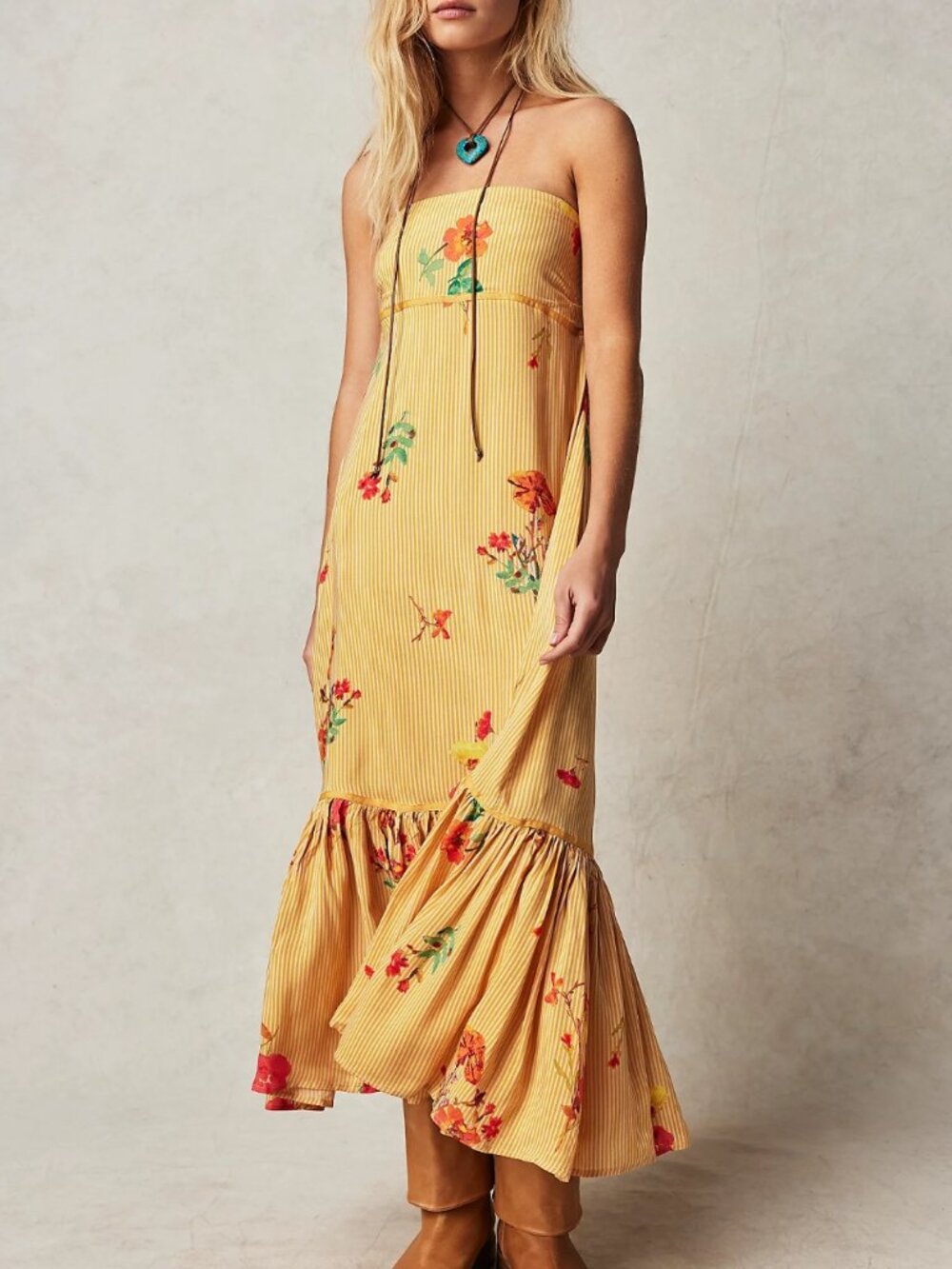 Free People Rosie Posie Vintage-Inspired Midi Dress (L)